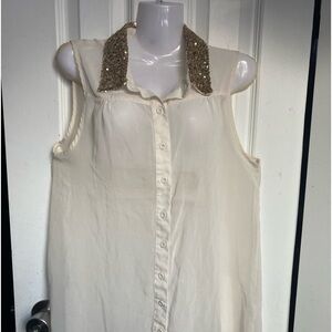 Parisian hand crafted with love sleeveless sheer top